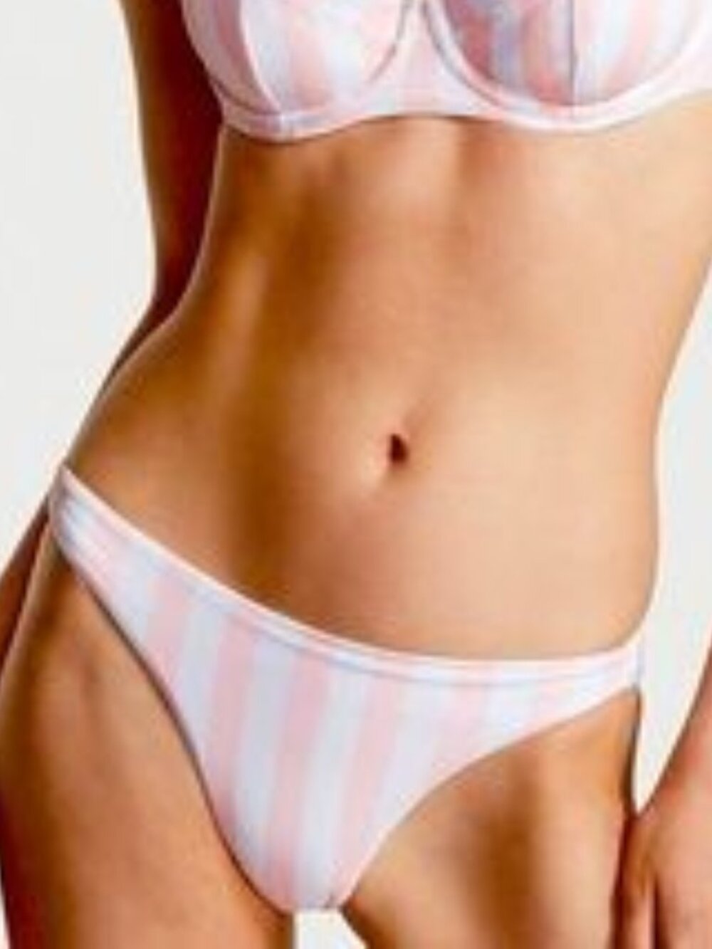 Victoria’s Secret Swim Pink White striped Bikini Bottom L